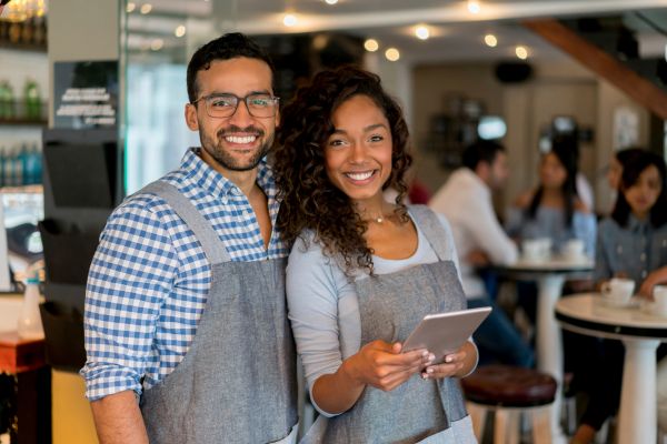 Business owners working together at a restaurant Business owners working together at a restaurant
