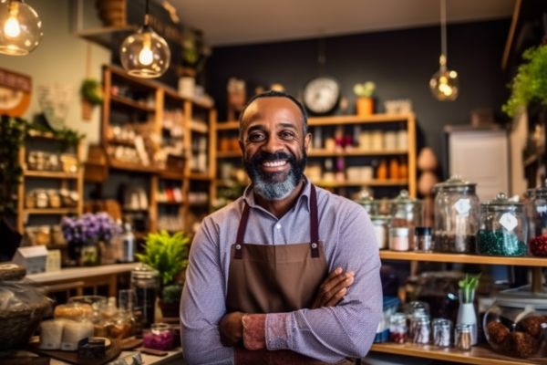 Smiling Male Business Owner in a Shop Smiling Male Business Owner in a Shop